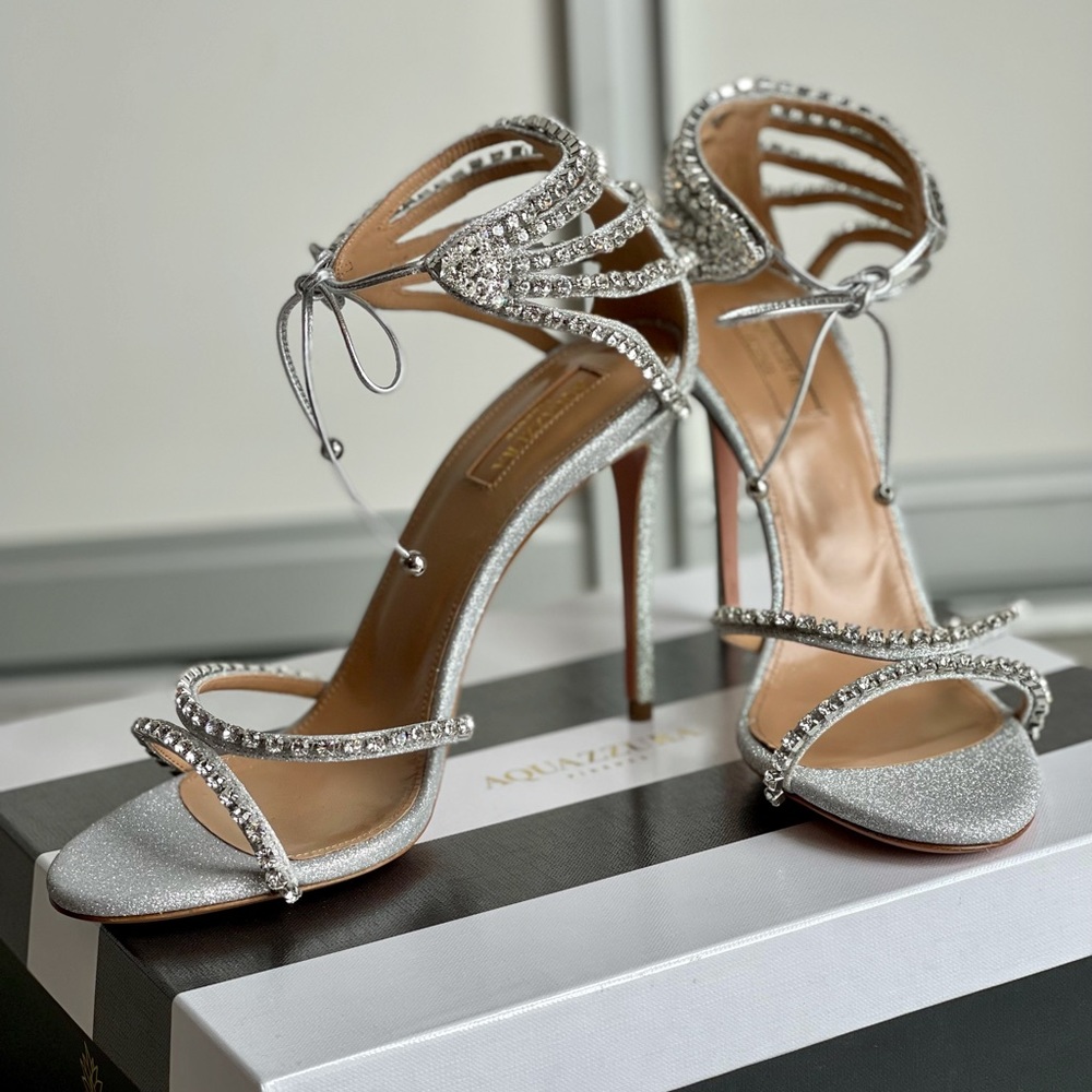 Aquazzura Luminous 105 Sandal Metallic brand new!
